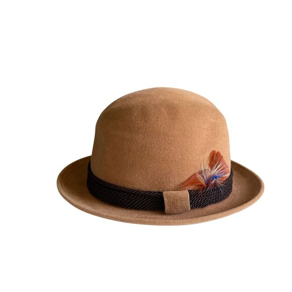 Richman Brothers Velour Fur Felt Hat Fedora Hat Men's Tan Vintage Gentleman - Picture 1 of 8